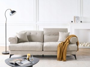 Beliani Komplet wypoczynkowy 5-osobowy beżowoszary SKIVE 4