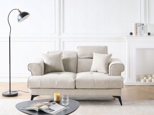 Beliani Komplet wypoczynkowy 5-osobowy beżowoszary SKIVE 5