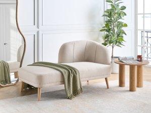 Beliani Szezlong prawostronny jasnobeżowy TANLAY 2