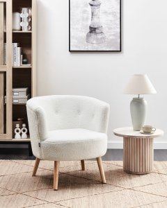 Beliani Fotel ODENZEN Boucle Biały 2