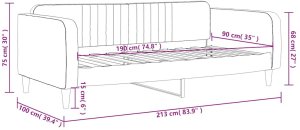 vidaXL Sofa z funkcją spania, ciemnoszara, 90x190 cm, aksamit 8