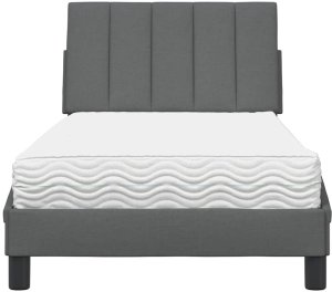 vidaXL Łóżko z materacem, ciemnoszare, 90x190 cm, obite tkaniną 5
