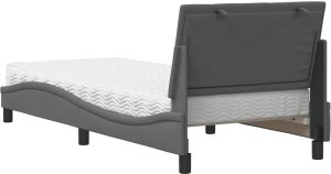 vidaXL Łóżko z materacem, ciemnoszare, 90x190 cm, obite tkaniną 7