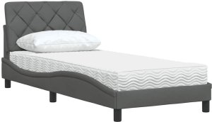 vidaXL Łóżko z materacem, ciemnoszare, 80x200 cm, obite tkaniną 4