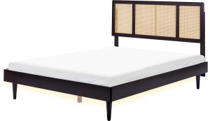 Łóżko LED Rattan AURAY 160 x 200 cm Czarny Lumarko! 1