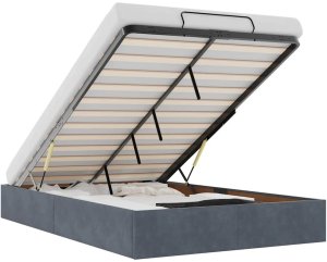 vidaXL Rama łóżka otomana bez materaca, szara, 120x200 cm, aksamit 2