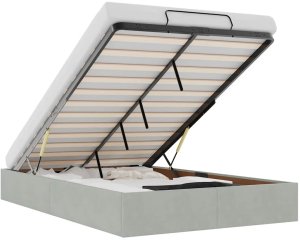 vidaXL Rama łóżka otomana bez materaca, szara, 120x190 cm, aksamit 2