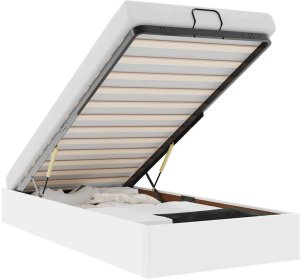 vidaXL Rama łóżka otomana bez materaca biała 90x200 cm 2