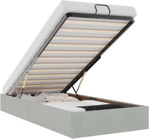 vidaXL Rama łóżka otomana bez materaca, szara, 100x200 cm, aksamit 2