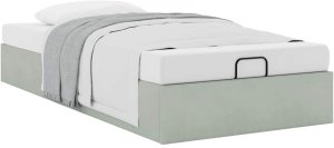 vidaXL Rama łóżka otomana bez materaca, szara, 100x200 cm, aksamit 5