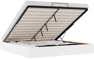 vidaXL Rama łóżka otomana bez materaca biała 160x200 cm 2