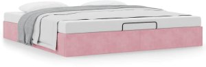 vidaXL Rama łóżka otomana bez materacem, różowa, 180x200 cm, aksamit 4