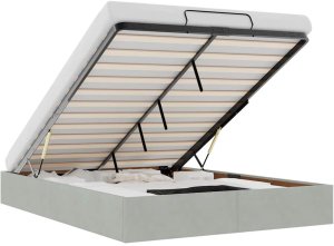 vidaXL Rama łóżka otomana bez materaca, szara, 140x190 cm, aksamit 2