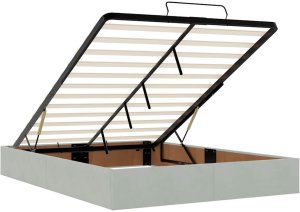 vidaXL Rama łóżka otomana bez materaca, szara, 140x190 cm, aksamit 10