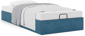 vidaXL Rama łóżka otomana bez materaca, niebieska, 90x190 cm, aksamit 4
