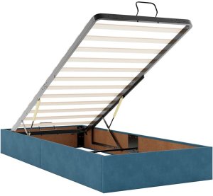 vidaXL Rama łóżka otomana bez materaca, niebieska, 90x190 cm, aksamit 10