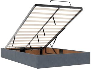 vidaXL Rama łóżka otomana bez materaca, szara, 120x190 cm, aksamit 10