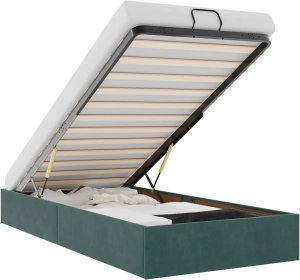 vidaXL Rama łóżka otomana bez materaca, zielona, 90x200 cm, aksamit 2
