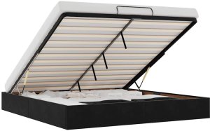 vidaXL Rama łóżka otomana bez materacem, czarna, 160x200 cm, aksamit 2