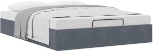 vidaXL Rama łóżka otomana bez materacem, szara, 140x200 cm, aksamit 5