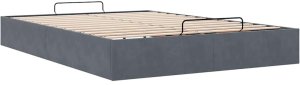 vidaXL Rama łóżka otomana bez materacem, szara, 140x200 cm, aksamit 6
