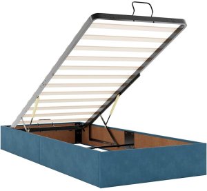 vidaXL Rama łóżka otomana bez materaca, niebieska, 90x200 cm, aksamit 10