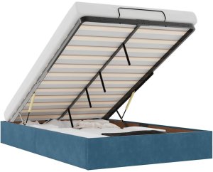 vidaXL Rama łóżka otomana bez materaca, niebieska, 120x200 cm, aksamit 2