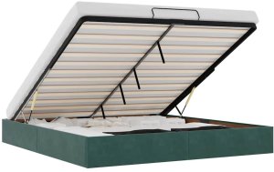 vidaXL Rama łóżka otomana bez materacem, zielona, 200x200 cm, aksamit 2