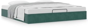 vidaXL Rama łóżka otomana bez materacem, zielona, 200x200 cm, aksamit 4