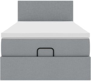 vidaXL Rama łóżka otomana z materacem, jasnoszara, 90x190 cm, tkanina 7