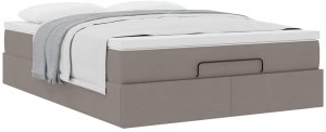 vidaXL Rama łóżka otomana z materacem, taupe, 140x190 cm, tkanina 5