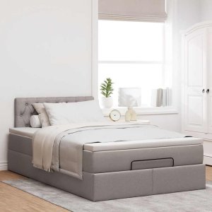 vidaXL Rama łóżka otomana z materacem, taupe, 120x200 cm, tkanina (3311536 VidaXL) 3