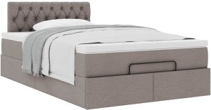 vidaXL Rama łóżka otomana z materacem, taupe, 120x200 cm, tkanina (3311536 VidaXL) 5