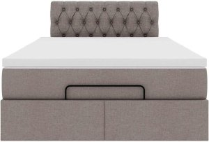 vidaXL Rama łóżka otomana z materacem, taupe, 120x200 cm, tkanina (3311536 VidaXL) 7