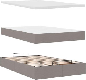 vidaXL Rama łóżka otomana z materacem, taupe, 120x200 cm, tkanina (3311536 VidaXL) 8