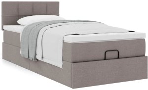 vidaXL Łóżko otomana z materacem, taupe, 90x200 cm, tkanina 4