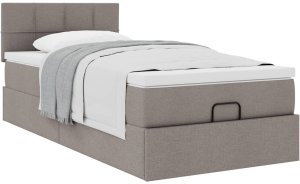 vidaXL Łóżko otomana z materacem, taupe, 90x200 cm, tkanina 5