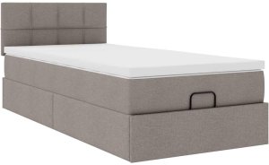 vidaXL Łóżko otomana z materacem, taupe, 90x200 cm, tkanina 6