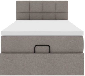vidaXL Łóżko otomana z materacem, taupe, 90x200 cm, tkanina 7