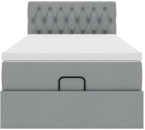 vidaXL Łóżko otomana z materacem, jasnoszare, 100x200 cm, tkanina 7