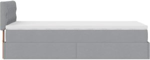 vidaXL Łóżko otomana z materacem, jasnoszare, 100x200 cm, tkanina 10