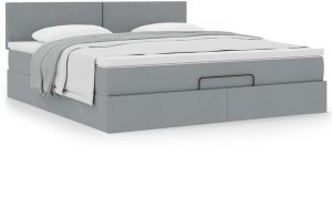 vidaXL Łóżko otomana z materacem, jasnoszare, 160x200 cm, tkanina 4