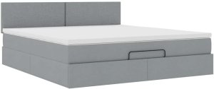 vidaXL Łóżko otomana z materacem, jasnoszare, 160x200 cm, tkanina 6