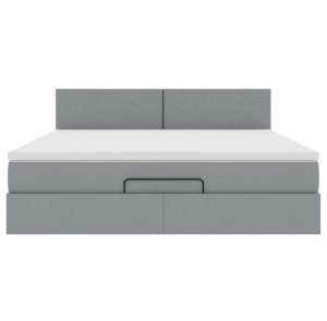 vidaXL Łóżko otomana z materacem, jasnoszare, 160x200 cm, tkanina 7