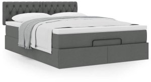 vidaXL Łóżko otomana z materacem, ciemnoszare, 140x190 cm, tkanina 4