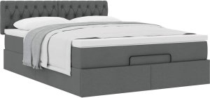 vidaXL Łóżko otomana z materacem, ciemnoszare, 140x190 cm, tkanina 5