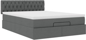 vidaXL Łóżko otomana z materacem, ciemnoszare, 140x190 cm, tkanina 6