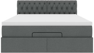 vidaXL Łóżko otomana z materacem, ciemnoszare, 140x190 cm, tkanina 7
