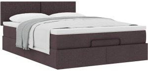 vidaXL Łóżko otomana z materacem, ciemnobrązowe, 140x190 cm, tkanina 4