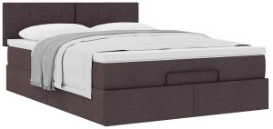 vidaXL Łóżko otomana z materacem, ciemnobrązowe, 140x190 cm, tkanina 5